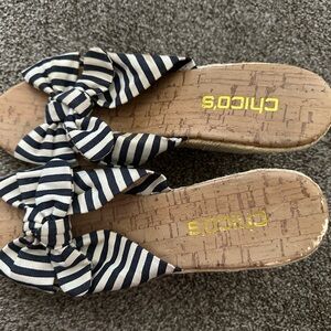 Chico summer wedge shoes. Blue and white. Size 8